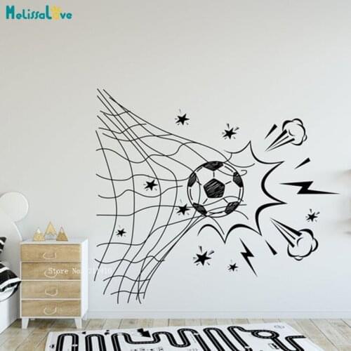 Kids Boys Rooom Soccer Wall Stickers Football Player Decal Window Vinyl Letter Removable Murals YT6044