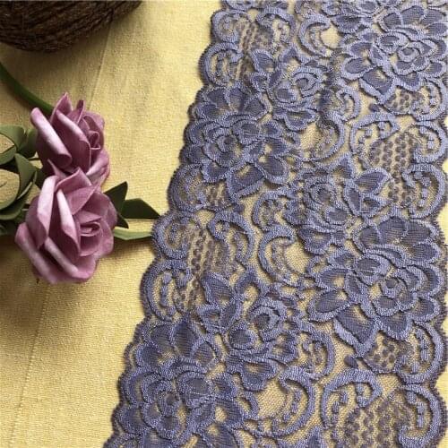 Elastic lace E1171 purpletape wide trims stretch lace trim embroidered net cord for sewing costume african lace fabric 15cm