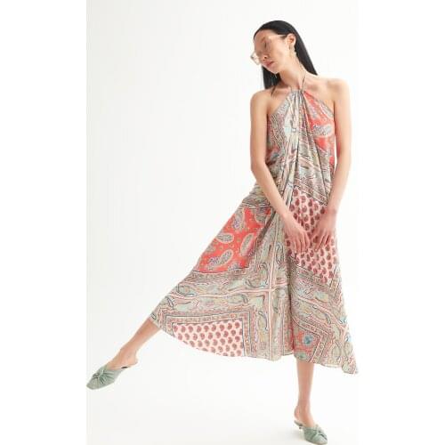 Ethnic Pattern Open back Dress