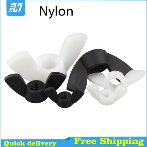 Nylon Plastic Butterfly Wing Nut Metric Thread Black White M3 M4 M5 M6 M8 M10 M12