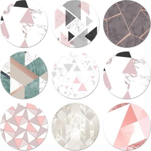 58mm Geometric Marble Icons Pins Badge Decoration Brooches Metal Badges For Clothes Backpack Decoration