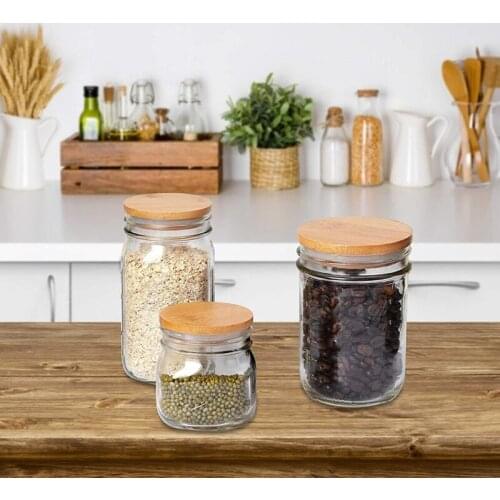 Hot 6 Pack Wooden Mason Jar Lids Reusable Bamboo Mason Canning Lids Compatible with Wide Mouth Mason Jar Canning Jar