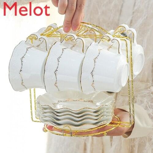 Ceramic Tea Set Light Luxury Family Living Room Simple Kung Fu Tea Cup High Grade Flower Tea Pot Cup Complete Set with Tray
