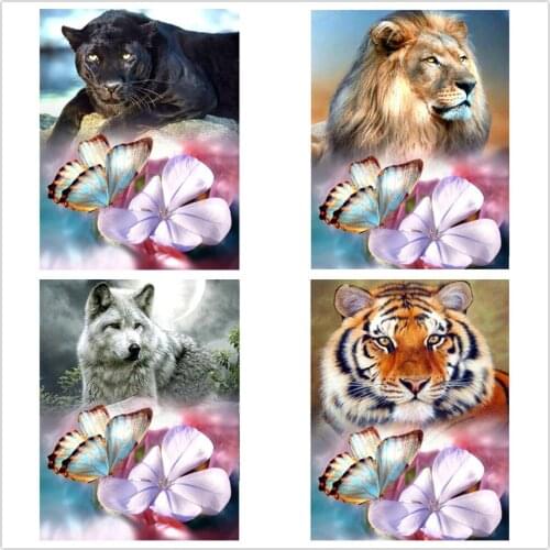 Kexinzu Diamond Painting Tiger Lion 5D DIY Diamond Embroidery Animal Cross Stitch Kit Rhinestone Mosaic Art Home Decoration