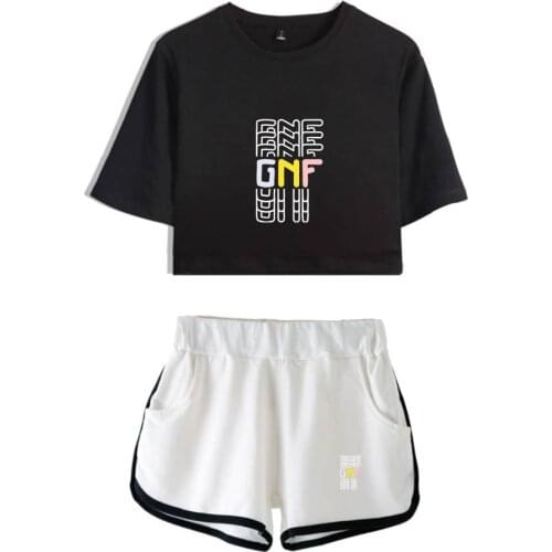 Anime Game GeorgeNotFound Print Summer Women Sets Sexy Short Tops+shorts Elastic Waist Suits Two Piece Girl Sets Kawaii style