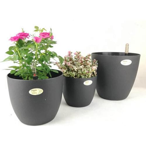 Circular Resin Flowerpots Automatically Irrigate Flowerpots Plastic Savings Water Self-absorption Irrigation Hydroponics Flower