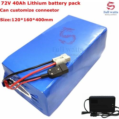 72V 40Ah Lithium Battery Pack NMC Li-Ion Ebike Battery Pack for 72V 3000W 5000W 7000W In GA PF 18650 Cells + 84v 10A Charger