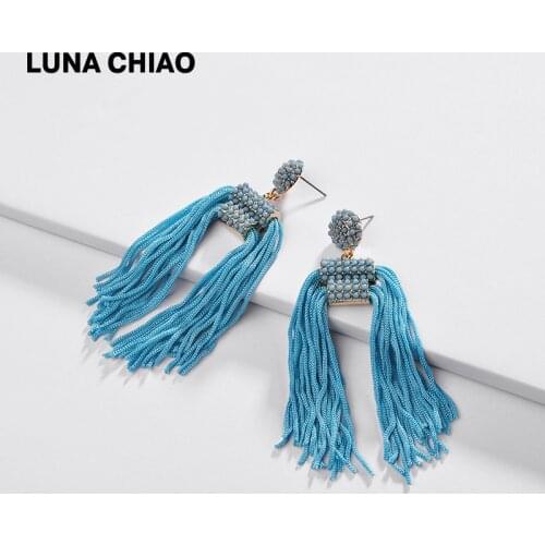LUNA CHIAO Trendy Fashion Long Dangle Earring Gold Plating Tassel Statement Earrings Jewelry