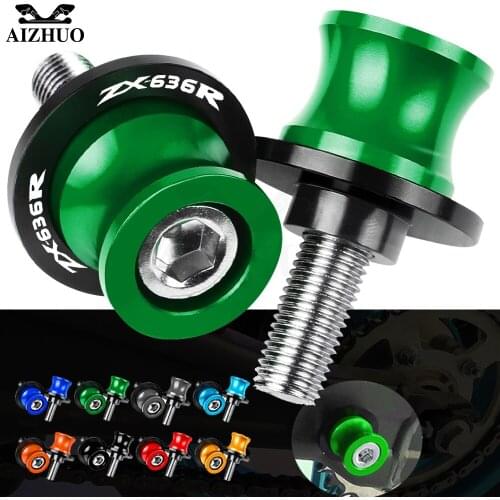 Motorcycle 8/10MM Stand Screws FOR KAWASAKI ZX636R ZX 636R 6RR ZX6RR 2005 2006 CNC Aluminum Swingarm Slider Spools ZX-6RR LOGO