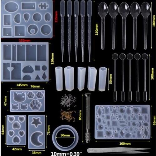 Set silicone mold geometry pendant stick eye dropper jewelry buckle DIY production accessories tool mold epoxy resin combination