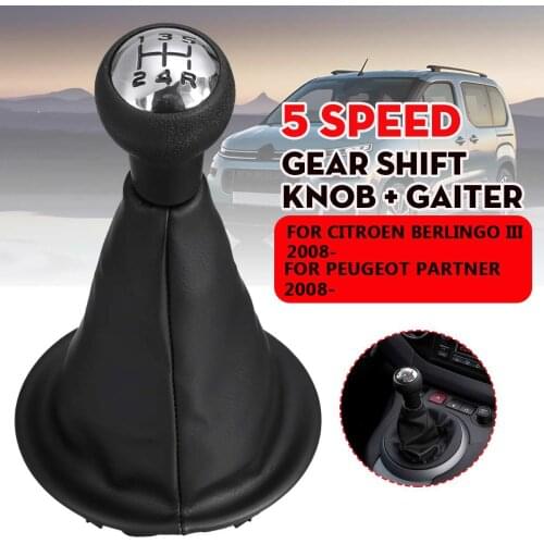 Car Gear Shift Knob Lever Shifter Stick Gaiter Boot Cover PU Leather For Citroen Berlingo III MK3 For Peugeot Partner 2008-on