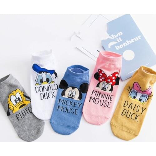 Disney Cartoon Socks Mickey Minnie Bow Donald Duck Casual Cute Socks Calzini Soft Cotton Middle Tube Sock Skarpetki