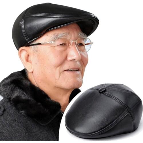 Autumn and Winter Beret Casual Mens Middle-aged and Elderly Outdoor Warm Fleece Visor Hat for Old Men Dad Hats