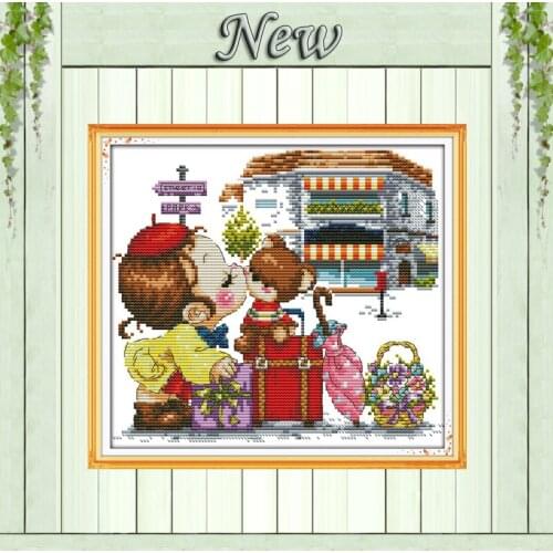Kiss lovers girl home decor painting counted printed on canvas DMC 14CT 11CT Chinese Cross Stitch Needlework Set Embroidery kits