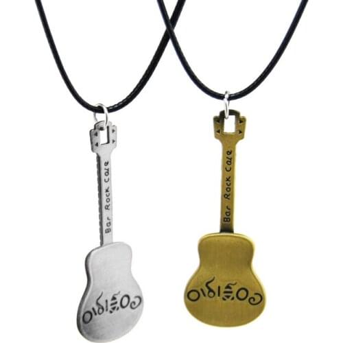 Retro Gold Guitar Choker Necklace Novelty Leather Chain Necklace For Women Vintage Bar Rock Cale Pendant Necklace Jewelry Gift