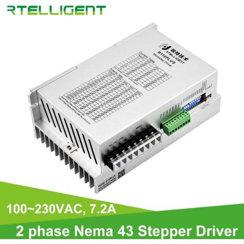 Rtelligent 2 Phase Nema 43 High Voltage Digital Stepper Motor Driver with USB Port 100~230VAC 7.2A for 110mm Stepper Motor