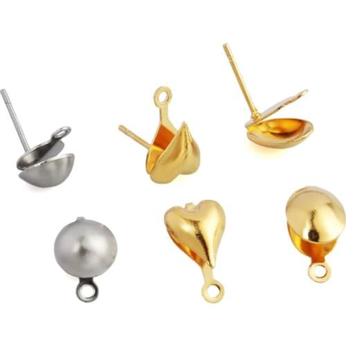 20pcs Earring Basic Pins Stainless Steel Gold Stud Earrings Back Plug Ear Pins Ball Needles for DIY Jewelry Making Findings