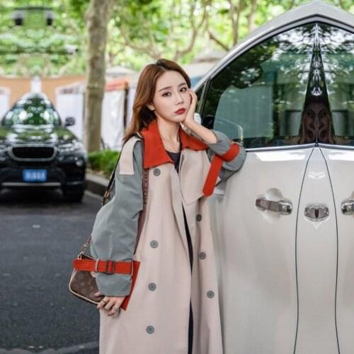 Trench Womens Autumn and Winter 2021 Korean Popular Loose Medium Length Over Knee British Fashion Casual Womens Trench Coat
