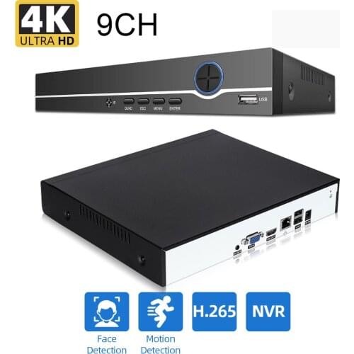 Face Detection H.265 Max 4K Audio CCTV NVR 8MP / 5MP 9CH Security Video Recorder H.265 Motion Detect ONVIF P2P CCTV NVR