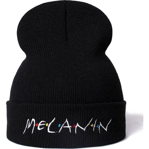 High Quality Letter Melanin Casual Beanies For Men Women Fashion Knitted Winter Hat Hip-hop Skullies Hat Dropshipping
