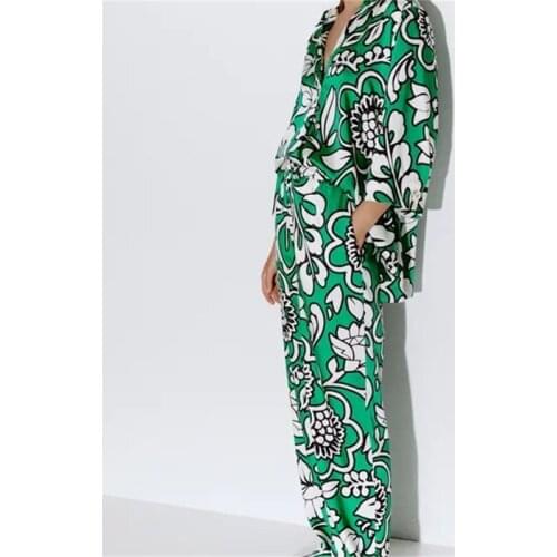 MESTTRAF Women 2021 Fashion Side Pockets Printed Pants Vintage High Elastic Waist With Drawstring Long Trousers Streetwear