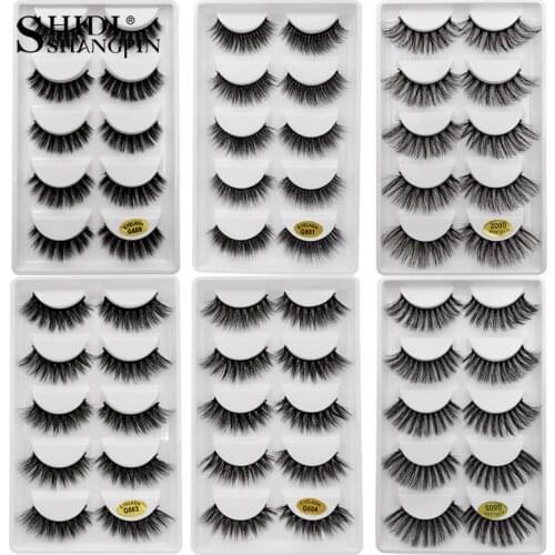 5 Pairs Mink Eyelashes 3D False Lashes Winged Thick Make up Eyelash Dramatic Lashes Natural Volume Soft Fake Eye Lashes