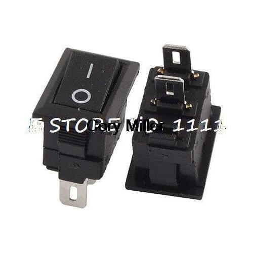 AC 250V 3A SPST ON-OFF 2 Position Mini Boat Rocker Switch Black Button