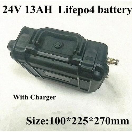 High Capacity Battery Pack for Power Tools Rechargeable Lifepo4 24V 13AH Solar LED Light E-bike Motor+2A Charger