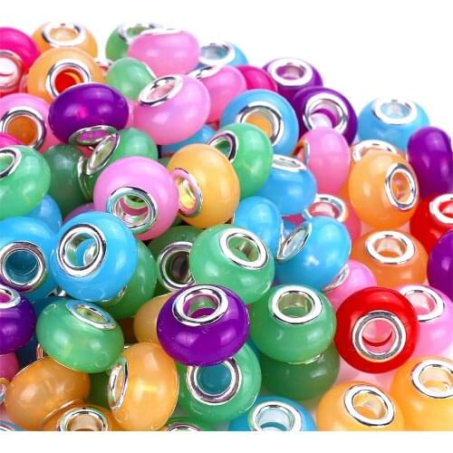 2021 New 10 Pcs Set Color Large Hole European Beads Fit Pandora Bracelet Bangle DIY Charms Chain Cord for Jewelry Making Bulk
