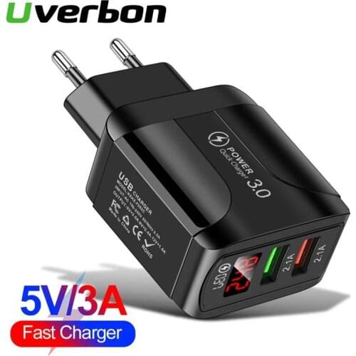 5V /3A Dual USB Quick Charger Adapter Fast Charge EU/US/UK Plug 2 Port Phone Charger For Samsung Mobile Phone USB Wall Charger