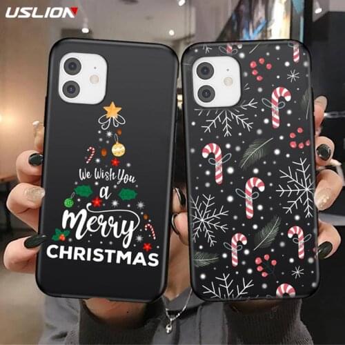 USLION Christmas Style Pattern Phone Cover For iPhone 12 11 Pro Max X XR XS Max 6 7 8 7Plus Soft Silicone Case Santa Claus Case