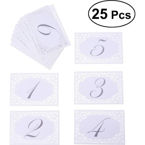 25pcs Paper Wedding Party Supplies 1to25 Hollow Number Place Holder Table Number Figure Card Seat Decoration
