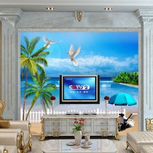 Photo wallpaper Romantic Dolphin Bay Lovers Seaview Wall Decorative Painting lobby custom studio wallpaper