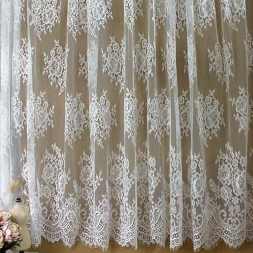 New Design French Lace Materials Elegant Fancy Knitting Eyelash Lace Fabric White Black Guipure Wedding Lace Fabric For Dresses