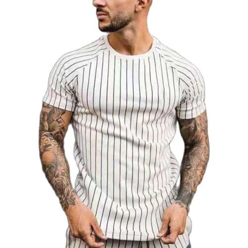 New T Shirt for Men Stripped Tshirt Summer Men Clothing Streetwear Round Neck Shirt Fashion stripe Short Sleeve T-shirts Tops