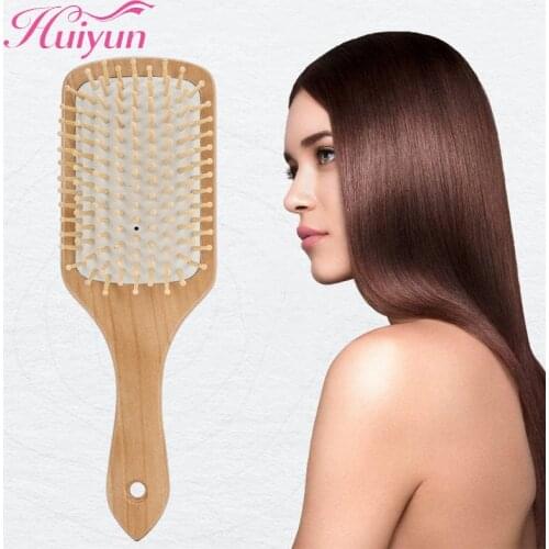 Huiyun Wood Comb Healthy Paddle Cushion Massage Detangling Hairbrush Comb Scalp Care Bamboo Hair Accessories Baber Professional