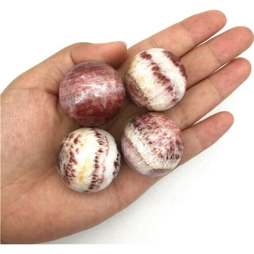 Beautiful 1PC Natural Meat Pork Ball Bacon Stone Crystal Sphere Stone Balls Gift Healing Decor Natural Quartz Crystals