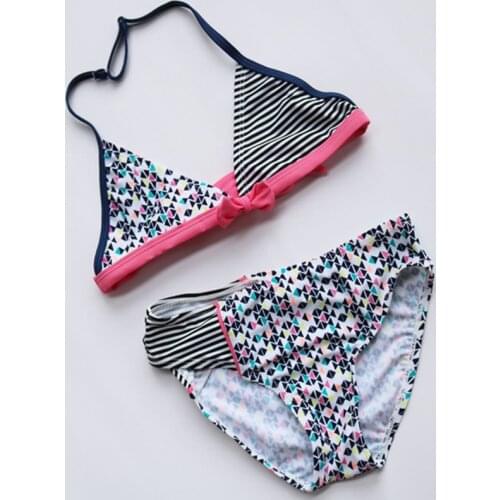 6-12 Years Baby Girl Swimsuit Striped Bathing Suits For Children Two Pieces Swimwear Beach Bikini Set Girl Biquini Infantil Suit