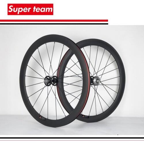 Superteam OEM 50mm matte carbon track bike wheels 700c clincher Fixed carbon wheelset 20-24 holes