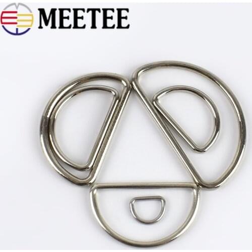10/20pcs 10/50mm Meetee Metal Buckles O D Dee Rings Belt Web Pet Collar Adjus Buckle for Backpack Bags Leather Craft Accessories