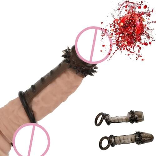 Delay Ejaculation Adult Sex Toy Extender Penis Ring Reusable Dildo Enlargement Cock Rings Man Spike Dotted Condom Penis Sleeve