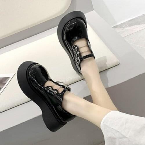 Fashion Spring And Autumn Japanese Hot Sale Platform Mary Jane Shoes College Style Jk Uniform Black Ladies Small Leather Shoes