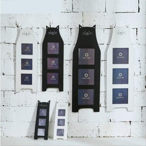 Wall Decor Picture Frames Classic Europe Vintage Wooden Photo Frame Rustic White/black Cat Design Nursery/living Room Decoration