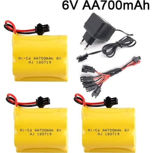 6V 700mAh NiCD Battery and charger For Rc Toys Cars Tanks Truck Robots Guns Boats AA Ni-CD 6v Rechargeable Battery