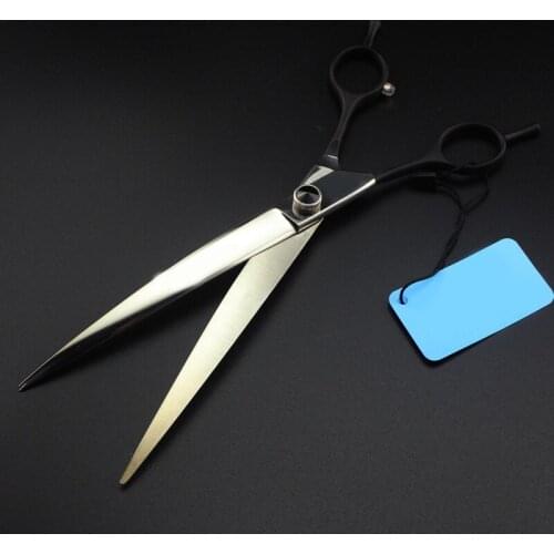 Engrave logo 8 '' left hand dog hair scissors cutting makas barber Curved shears hairdressing High-end pet grooming scissors