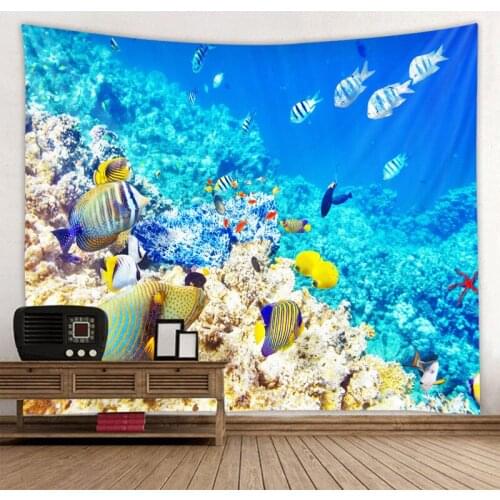 Sea World 3D Printing MeditationTapestry Wall Hanging Mandala Tapestries Cloth Yoga Carpet Boho Background Decor