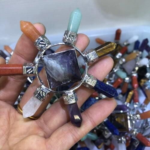 Reiki 7 Chakra Pyramid for Meditation Natural Stone Energy Generator Crystal Gemstone Hexagonal Point Healing Spiritual Pendulum