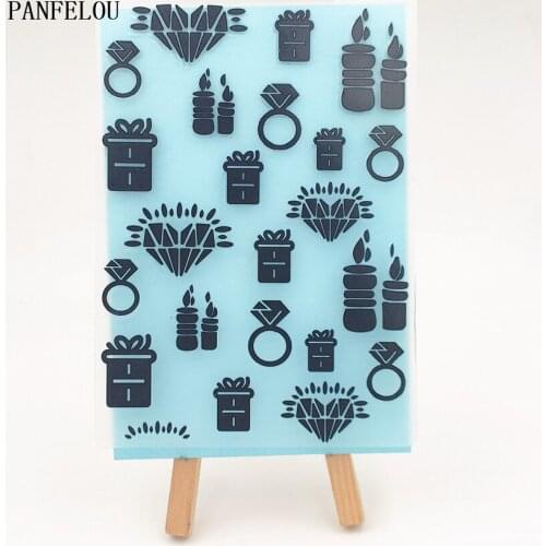 PANFELOU 14.8x10.5 Diamond love Embossing folders Plastic For Scrapbooking DIY Template Fondant Cake Photo Album Card Making