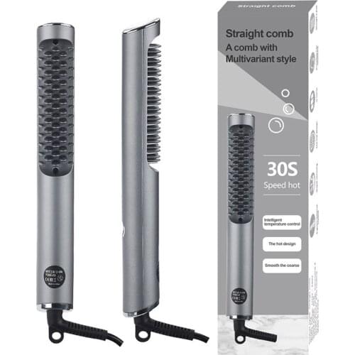 3 In 1 Negative Ions Hair Comb Straightener Dual-purpose Straight Curly Hair Beard Comb Hairstyle Tool