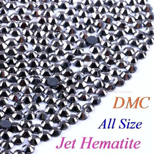 DMC Jet Hematite SS6 SS10 SS16 SS20 SS30 Glass Crystals Hotfix Rhinestone Iron-on Rhinestones Shiny DIY With Glue